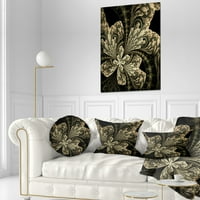 Дизајнрт симетричен голем кафеав фрактален цвет - цветно фрлање перница - 12x20